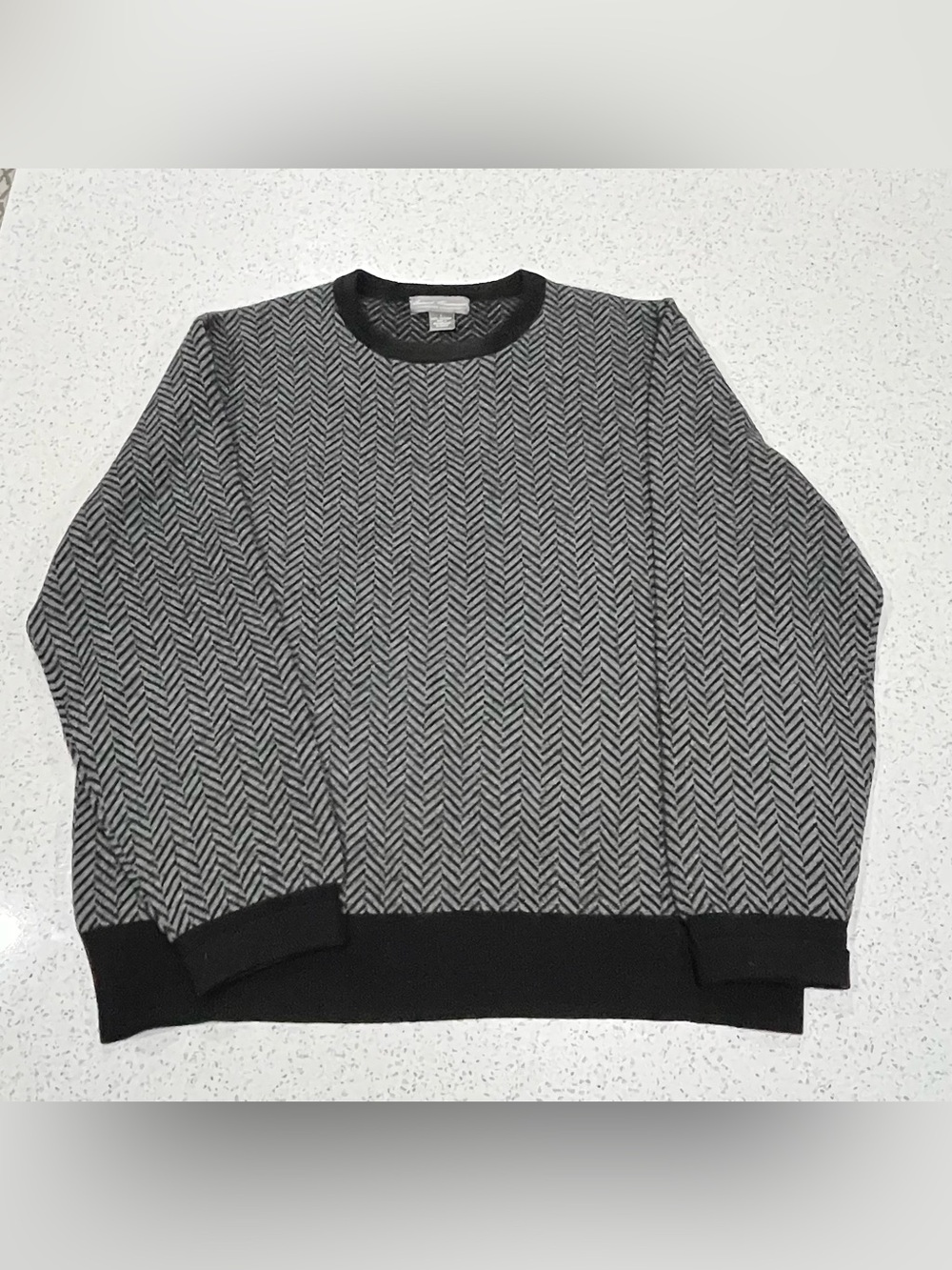 Women’s Daniel Cremieux 100% Cashmere Sweater Black/Grey Herringbone Size L